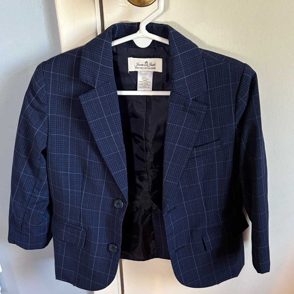 Janie and Jack Navy Plaid Blazer